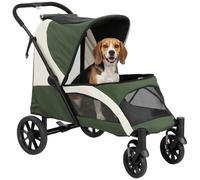 Pawhut Foldable Pet Stroller For Medium Dogs, Dark Green