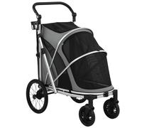 PawHut Dog Stroller, Easy Folding Pet Stroller for Small and Medium Dogs with Shock Absorption, Maximum Load 20 kg, Grey