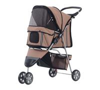 PawHut Pet Stroller Pushchair Carrier for Cat Puppy with 3 Wheels Brown