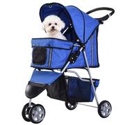 PawHut Dog Stroller Foldable Dog Pram Cup Holder Small Pets Blue