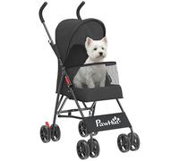 PawHut Dog Stroller Foldable Pet Pram for Miniature Breeds, Black