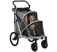 PawHut Dog Stroller for Medium Dogs 20 kg Lightweight Aluminium Frame Grey