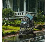 PawHut Dog Stroller for XS Dogs, S Dogs, Cats with Rain Cover - Dark Green