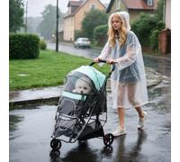 PawHut Dog Pram with Rain Cover Pet Stroller, Foldable Dog Pushchair for Small and Miniature Dogs, Cats - Green
