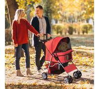 PawHut Dog Stroller Pushchair Pet 600D Oxford Cloth Pram Red - Suitable for Small Pets