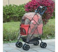 PawHut Pet Stroller, Weather Shield, One-Click Fold, EVA Tyres, Brake, Storage, Adjustable Hood, Safety Tether, Red Aosom UK