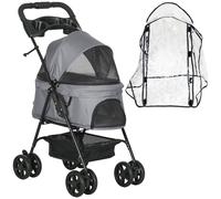 PawHut Dog Stroller with Rain Cover EVA Wheels Brake Basket Adjustable Canopy | TJ Hughes