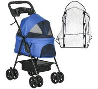 PawHut Dog Stroller with Rain Cover EVA Wheels Brake Basket Adjustable Canopy | TJ Hughes
