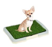 PawHut Dog Toilet Indoor w/Artificial Grass, Grid Panel, Tray, 46.5 x 34cm | Portable Puppy Training Pad, Artificial Grass, Grid Panel, Tray, Indoor Use