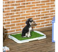 PawHut Dog Toilet Indoor w/ Artificial Grass, Grid Panel, Tray, 63 x 48.5cm