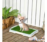 PawHut Dog Toilet, Puppy Training Pad Indoor, Portable Puppy Pad with Artificial Grass, Grid Panel, Tray, 46.5 x 34cm Green