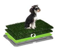 PawHut Dog Toilet with Tray for Potty Training 2 Packs 67 x 41cm Green | Artificial Grass, Indoor Outdoor Use, Puppy Dog Grass Pad, Easy to Clean