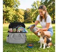 PawHut Dog Travel Bag with Two Food Containers and Silicone Collapsible Bowl