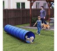 Pawhut Dog Tunnel, Foldable Play Tunnel With Ground Pegs And Bag In Blue Blue