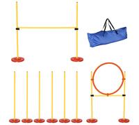 PawHut Pet Agility Set High Jump, Swerving around Poles, Jumping Ring Yellow