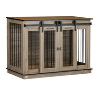 PawHut Double Dog Crate, Large & Small Dogs, Oak Tone - Secure & Stylish