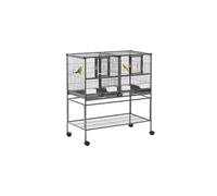 PawHut Double Rolling Bird Cage with Removable Metal Tray and Storage Shelf