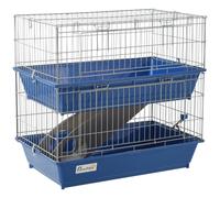 PawHut Double Tier Small Animal Cage Rabbit Chinchillas Cage w/ Ramp Food Dish Water Bottle Deep Trays Pet Home 72 x 44 x 67 cm