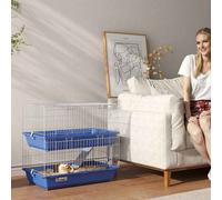 PawHut Double Tier Small Animal Cage Rabbit Chinchillas Cage w/ Ramp Food Dish Water Bottle Deep Trays Pet Home 72 x 44 x 67 cm
