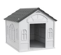 PawHut Durable Plastic Doghouse: Weatherproof Outdoor Pet Haven, Easy-Clean Sanctuary, Grey Aosom UK