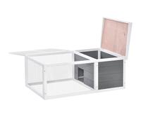 Pawhut Rabbit Hutch Small Animal Cage Pet Run Cover In Grey Grey