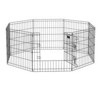 PawHut Eight-Panel Dog Playpen Puppy Pen Rabbits, Guinea Metal Crate, Pet Cage, Run Indoor, Outdoor, 61 x 61cm Black