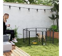 Pawhut Eight-Panel Dog Playpen With Door, For Indoor, Outdoor, 60Cm Tall