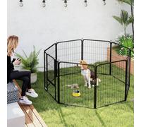 PawHut 8 Panels Heavy Duty Dog Playpen with Door Indoor Outdoor, 80cm High