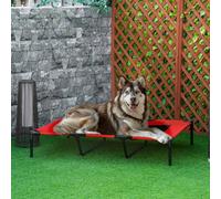 Pawhut Raised Dog Bed Cooling Elevated Pet Cot Xx Large 122 X 92 X 23Cm In Red Red