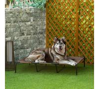 PawHut Raised Dog Bed Cooling Elevated Pet Cot with Breathable Mesh for Indoor Outdoor Use Brown, XX Large, 122 x 92 x 23cm