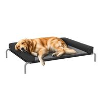 PawHut Elevated Dog Bed with Removable Bolsters, Raised Dog Bed for Breeds, Portable Indoor & Outdoor Pet Cots with Raised Sides, Breathable Mesh, Chew-Resistant, 130L x 90W x 30H, Black