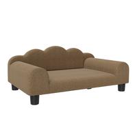 PawHut Elevated Dog Sofa Bed, Breathable Pet Sofa with Backrest and Armrest for Small Dogs, Brown