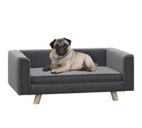 PawHut Elevated Dog Sofa Bed with Cushion for Medium and Small Dogs, Grey