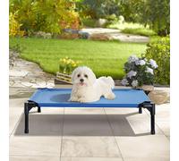PawHut Elevated Pet Bed Portable Camping Raised Dog Bed w/ Metal Frame Blue (Med