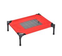 Pawhut Elevated Pet Bed Portable Camping Raised Dog Bed With Metal Frame Black Red (Small)