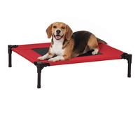 PawHut Elevated Pet Bed Portable Camping Raised Dog Bed w/ Metal Frame Black and Red (Medium)