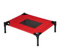 PawHut Elevated Pet Bed Portable Camping Raised Dog Bed w/ Metal Frame Black and Red (Small)