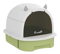 PawHut Enclosed Cat Litter Box w/ Pull-Out Drawer, Scoop, Deodorising Bags for Odour Control, Privacy, Portable, Easy to Clean