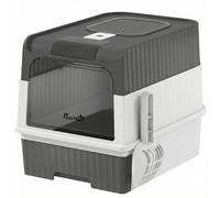 PawHut Enclosed Cat Litter Box with Lid, Pull-Out Drawer Tray, Scoop, 4 Deodorisation Bags, Front Entry & Top Exit, Grey