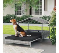 PawHut Extendable Rattan Dog House w/ Water-Resistant Roof - Mixed Grey / Charcoal Grey