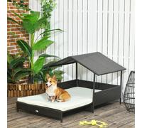 PawHut Extendable Rattan Dog House - Cream, Cream
