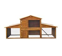 PawHut EXTRA LARG RABBIT GUINEA PIG HUTCH HOUSE CAGE PEN WOODEN (215x63x100cm)