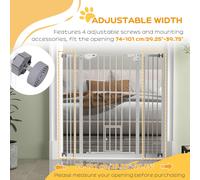 PawHut Extra Tall Dog Gate with Cat Door Auto Close for Stairs 74-101 cm Wide