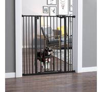 PawHut Extra Tall Dog Gate with Cat Door Auto Close for Stairs 74-101 cm Wide
