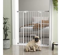 PawHut Extra Tall Dog Gate with Cat Door Auto Close for Stairs 74-101 cm Wide -