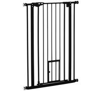 PawHut Extra Tall Dog Gate with Cat Door Auto Close for Stairs 74-80 cm Wide