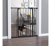PawHut Extra Tall Dog Gate with Cat Door Auto Close for Stairs 74101 c