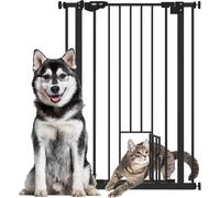 Pawhut Dog Gate Extra Tall with Cat Door, Auto Close for Stairs 74-80 cm Wide