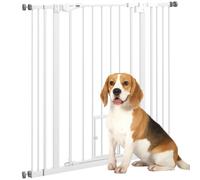PawHut Extra Tall Dog Gate with Cat Flap 104 cm Tall 74-101 cm Wide White | Pet Safety Gate, Doorways Stairs, Auto Close Double Locking