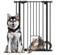 Pawhut Dog Gate Extra Tall with Cat Door, Auto Close for Stairs 74-80 cm Wide